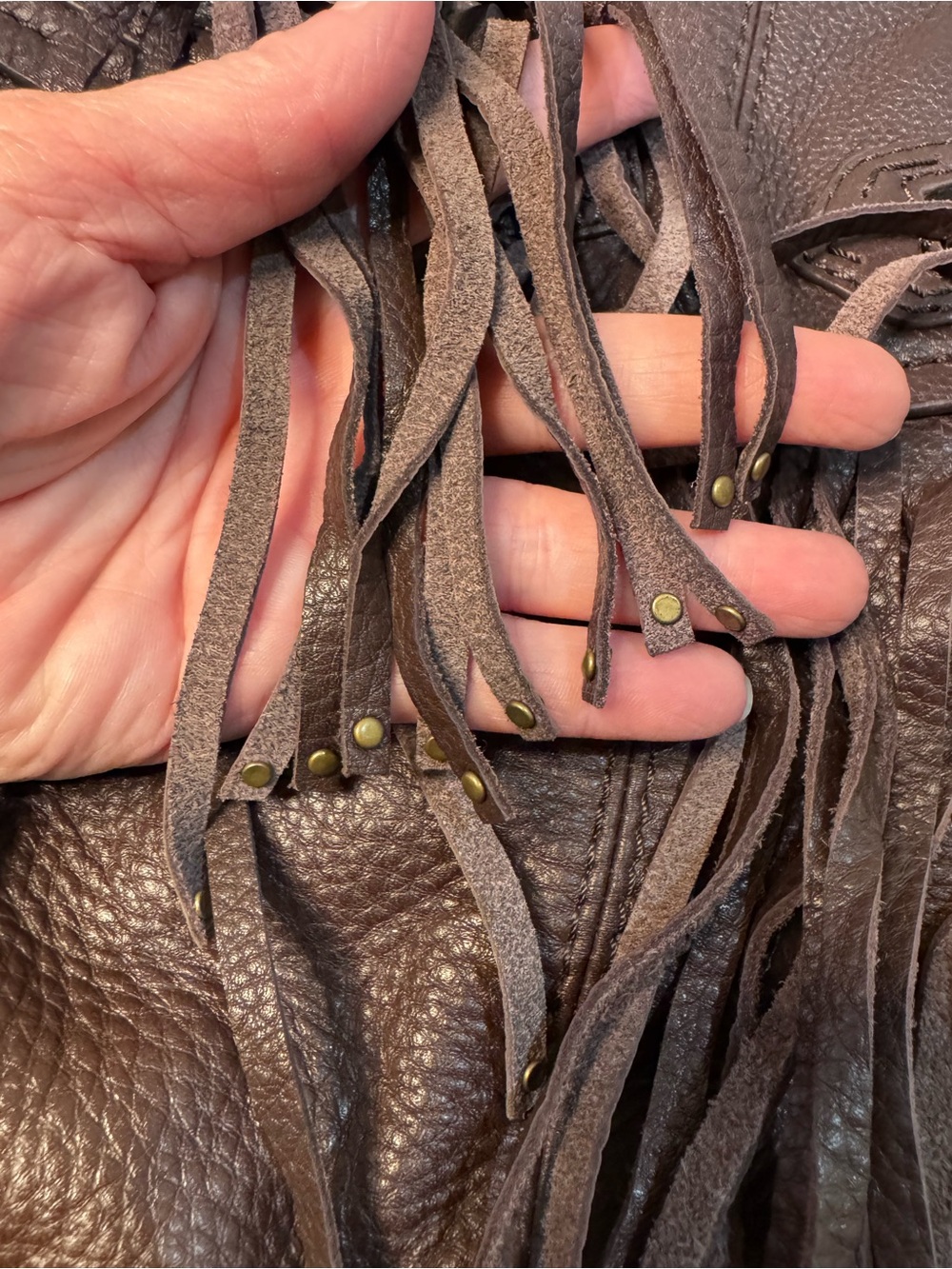 New OrYany Bristol Hobo Fringed 100% Genuine Leather Bag in Dark Brown - Picture 4 of 16
